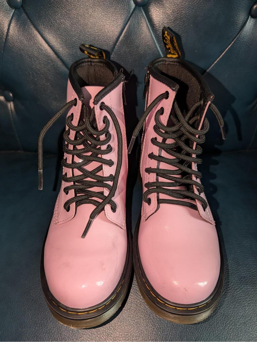 Dr. Doc Martens Boots 1460 Pale Pink Patent Lamper Combat Size 5 Women’s